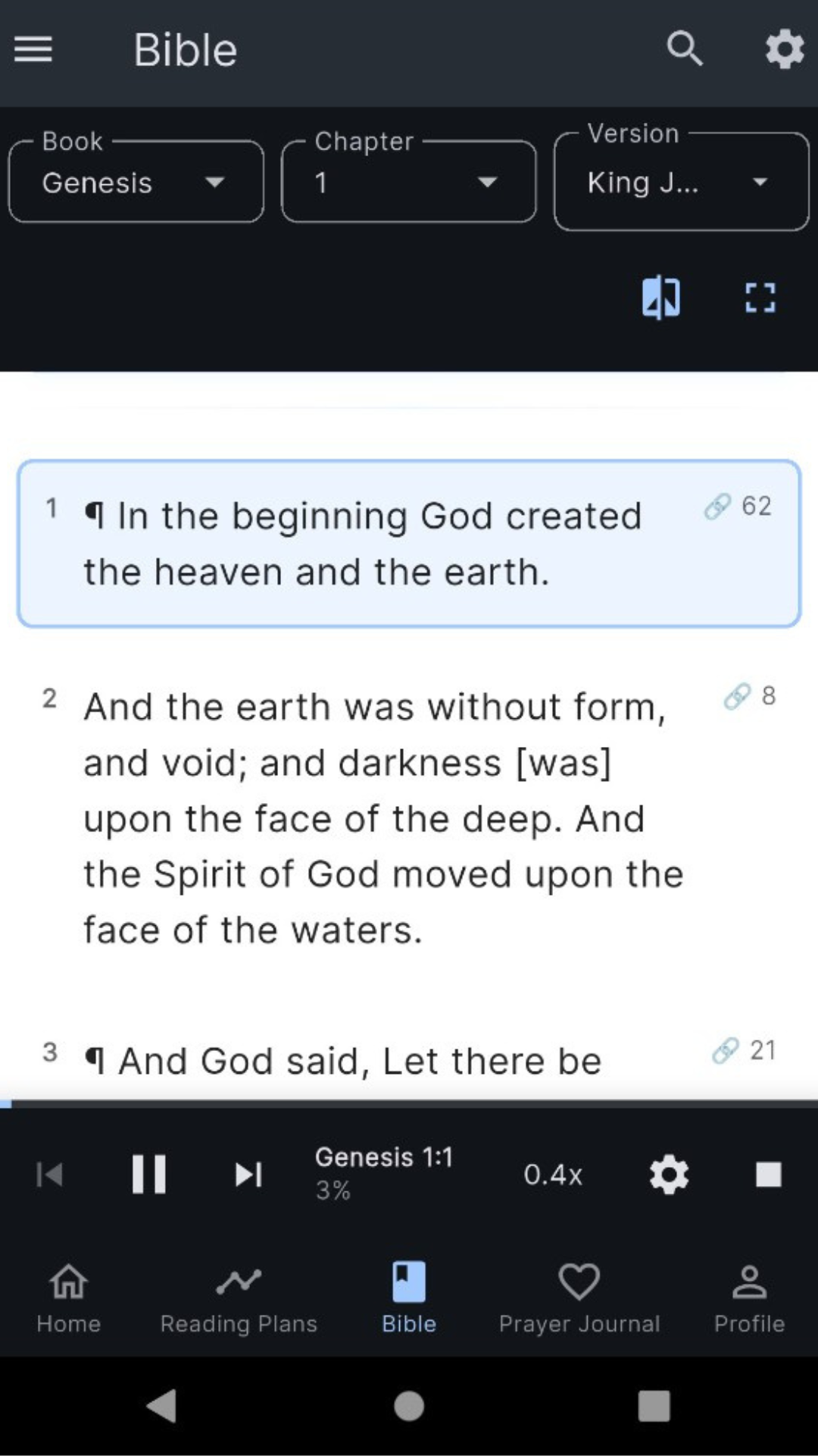 Bible reader with audio playback